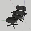 Modern Black Leather Office Chair with Matching Ottoman Ergonomic Design for Comfortable Workspace