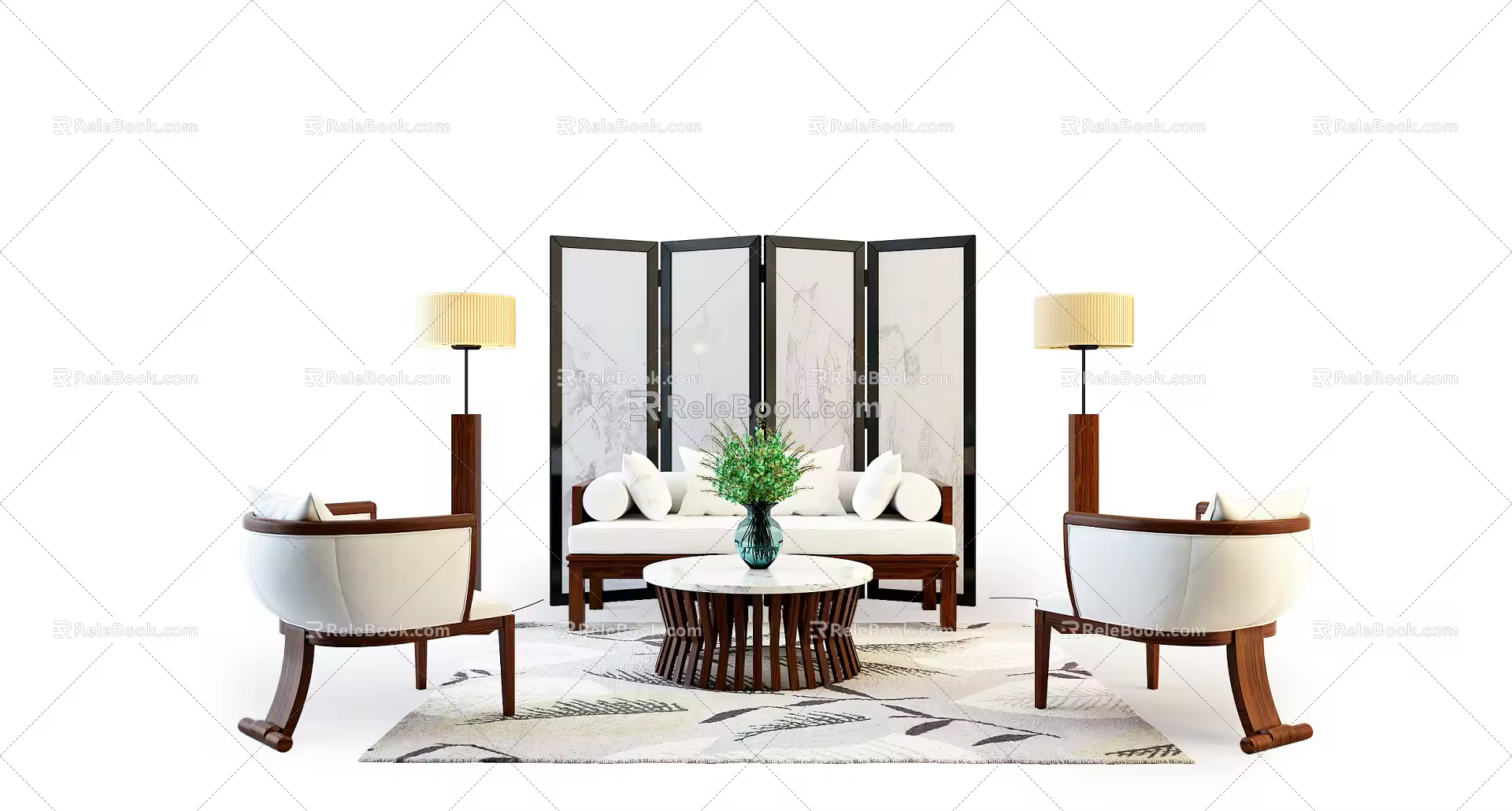 Sofa coffee table combination 3d model