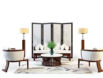 Sofa coffee table combination 3d model