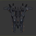 Two Blue Futuristic Spaceships Featuring Sleek Design And Orange Accent Details