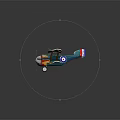 Blue Biplane Model With White Circular Markings Orange Cockpit Green Propeller For Space Themed