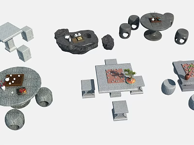 New Chinese Style Outdoor Table and Chair Stone Table 3d model New Chinese Style Outdoor Table and Chair Stone Table 3d model