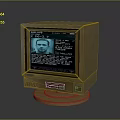 Vintage Electronic Computer Monitor With Retro Design Showing Screen Data And Person