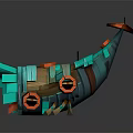 Whimsical Cartoon Building With Turquoise Spiral Structure And Orange Circular Decorations