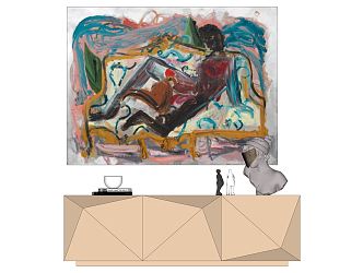 Modern Oil Painting Hanging Painting Decorative Painting Art Painting Decorative Cabinet 3d model