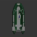 Green Inflatable Watercraft With Dual Pontoons Cockpit Seats And Steering Wheel
