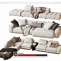 Modern double sofa multiplayer sofa corner sofa 3d model