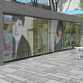Stylish Restaurant Exterior With Glass Facade Portrait Posters And Outdoor Seating