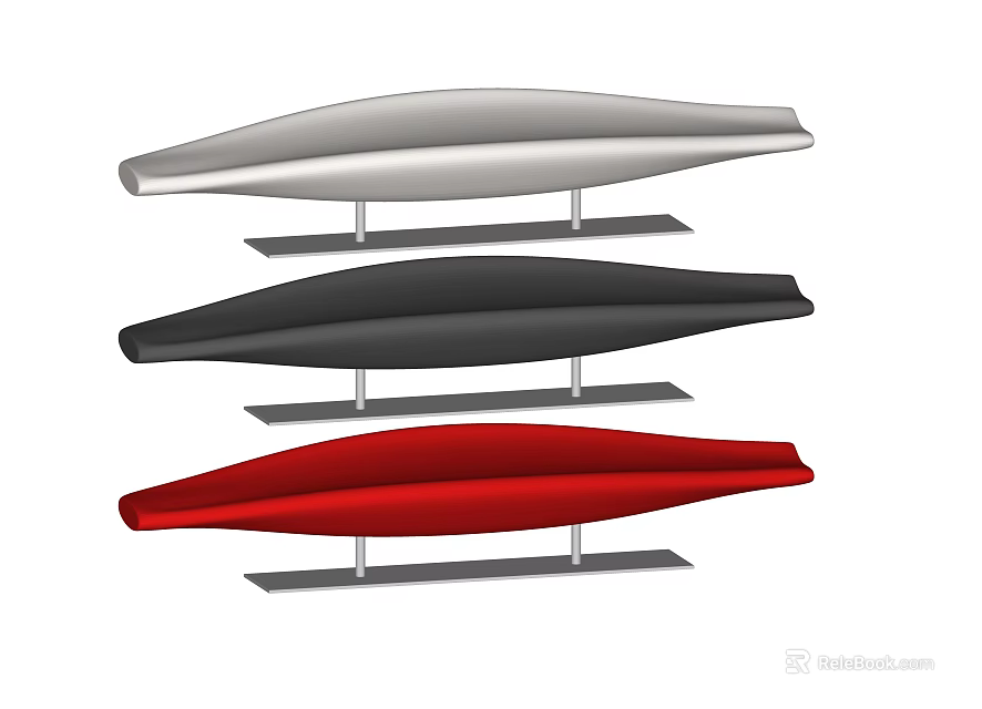 Modern Stylish Sectional Sofa in Silver Black Red Colors with Metal Legs Design 3d model 