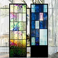 Decorative Ornament Combination Featuring Colorful Stained Glass Screens For Modern Home Interior