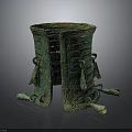 Ancient Bronze Clothing Accessories With Decorative Rings And Green Patina