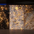 Three Textured Wall Panels With Golden Patterns In Modern Interior 3d model