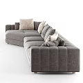 Modern Grey Sectional Sofa With Plush Pillows And Comfortable Seating 3d model
