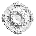 Ornate Classic White Ceiling Medallion With Intricate Decorative Patterns And Central Light Socket 3d model