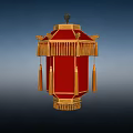 Traditional Red Lantern With Golden Tassels And Ornamental Top Design