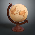 Classic Wooden Globe Decorative Ornament Set With Stand For Home Desktop Decoration