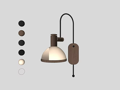 Modern Wall Lamp With Metal Shade Wooden Panel And Multiple Color Options Design 3d model