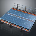 Technical Mechanical Component Platform With Grid Surface And Orange Lines 3d model