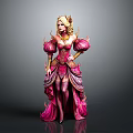 Elegant Woman In Ornate Pink Dress With Puffy Sleeves And Golden Headdress