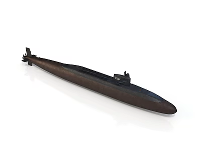 Modern Dark Colored Submarine Watercraft With Streamlined Design And Conning Tower 3d model