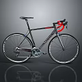 Modern Road Bicycle With Black Frame Red Handlebar And Carbon Fiber Design