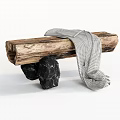 Stool Bed End Stool Log Stool Bench Shoe Stool Blanket 3d model