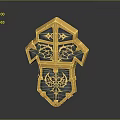 Golden Decorative Shield With Ornate Patterns And Intricate Carvings Design