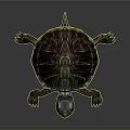 Colorful Turtle Sculpture With Vibrant Striped Shell Red Accent Head And Detailed Limb Design