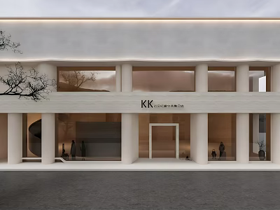 Modern Clothing Store Exterior With White Facade Large Glass Windows And Entrance Mannequins 3d model