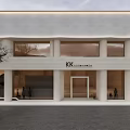 Modern Clothing Store Exterior With White Facade Large Glass Windows And Entrance Mannequins