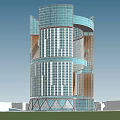Modern Office Building With Curved Glass Facade In Urban City Center And Unique Architectural Structure
