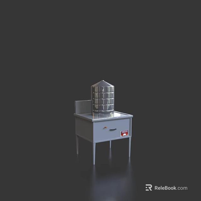 Stainless Steel Kitchen Steamer Appliance On Metal Table With Drawer Simple Design Silver Gray Color 3d model 