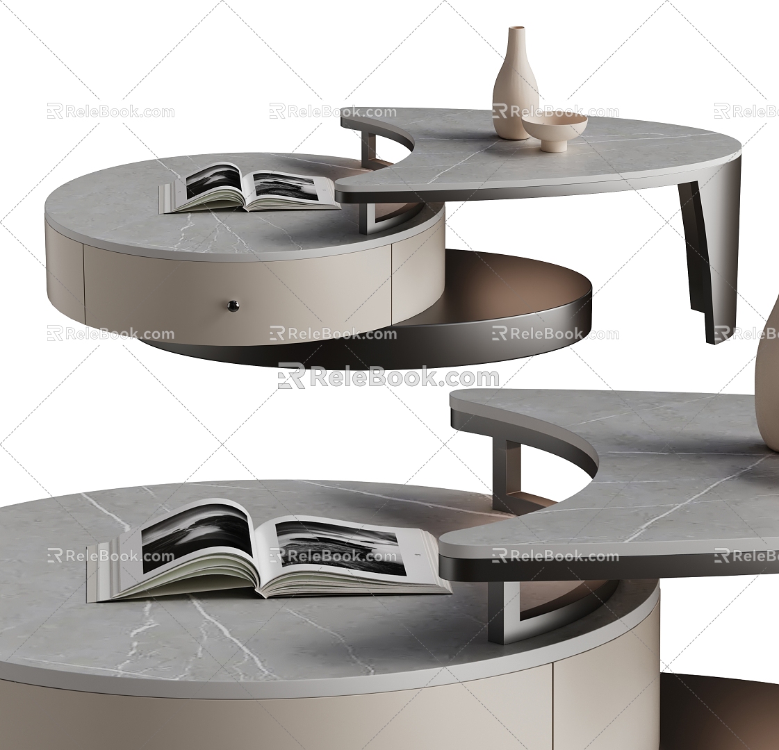 Coffee Table Combination Letter Coffee Table Marble Coffee Table Round Sub-Mother Shape 3d model