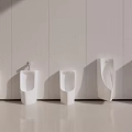 Modern White Wall Mounted Urinals With Different Designs In Clean Bathroom