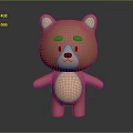 Cute Brown Teddy Bear Doll With Round Ears And Simple Design 3d model