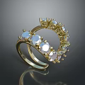Luxury Gold Ring With Double Band And Round Cut Sparkling Gemstones