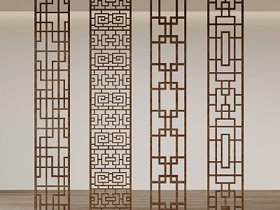 New Chinese style lattice screen partition model