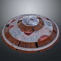 Round Decorative Wooden Plate With Metal Center And Patterned Design For Home Decor