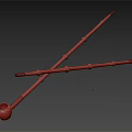 Decorative Ornament Set Of Yellow Crossed Long Rods With Bamboo Pattern And Dark Ends