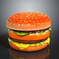 Double Cheeseburger With Sesame Seed Bun Lettuce Patty Cheese And Pickles