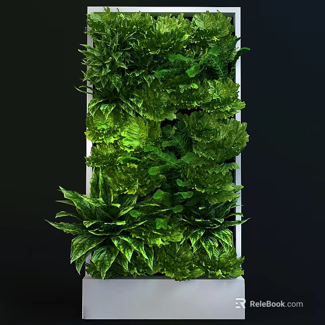 Vertical Garden Wall With Lush Green Plants For Indoor Decoration 3d model 