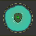 Green Frog Standing On One Leg On Green Lily Pad In Blue Water With Ripples