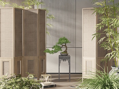 New Chinese-style screen partition 3d model