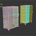 White Storage Cabinets With Wheels Blue Stripes And Mesh Doors Design