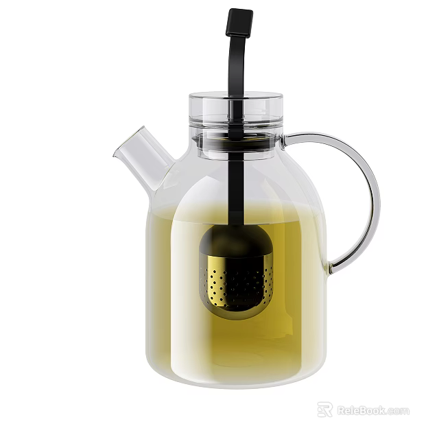 Glass Teapot With Removable Stainless Steel Infuser For Daily Use Modern Home Kitchen Appliance 3d model 