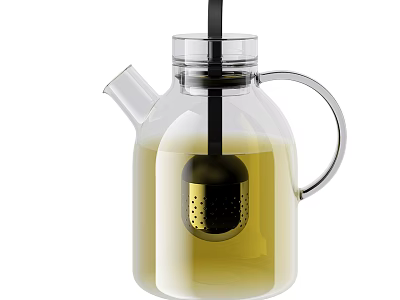 Glass Teapot With Removable Stainless Steel Infuser For Daily Use Modern Home Kitchen Appliance 3d model
