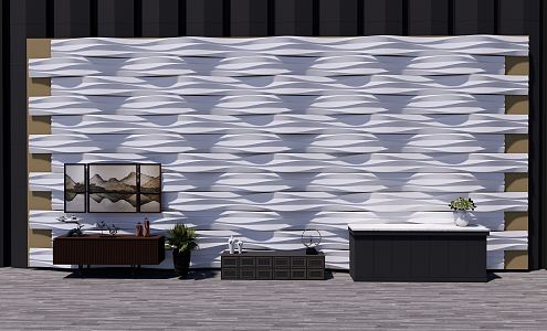 Modern background wall TV cabinet 3d model