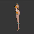 Fashionable Women's Bodysuits With Black Orange Accessories And Footwear On Mannequins