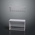 White Metal Storage Rack And Hanging Shelf With Hooks And Multi Tiered Design