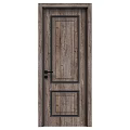 Modern Wooden Swing Door With Double Rectangular Panel Design And Black Handle